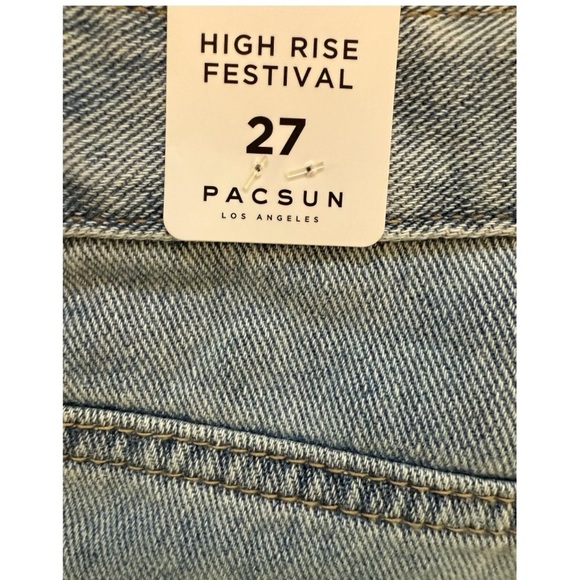 PacSun High-Rise Festival Denim Shorts Light Wash Size 27 - Picture 4 of 5